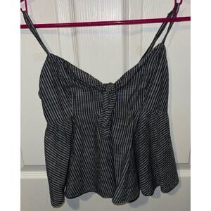 Abercrombie & Fitch Gray & White Babydoll Stripe Sailor Tie Tank XS
